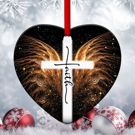 Beautiful Ceramic Heart Ornament - Have Faith In God - Christmas Decor - Funny Ornament