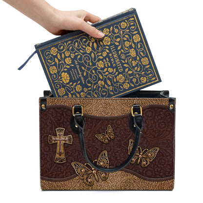 Beautiful Christian Cross And Butterfly Leather Bag - Christian Pu Leather Bags For Women