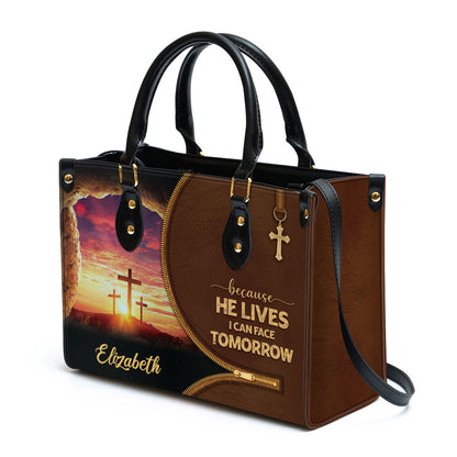 Beautiful Christian Leather Bag - Because He Lives I Can Face Tomorrow - Christian Pu Leather Bags For Women