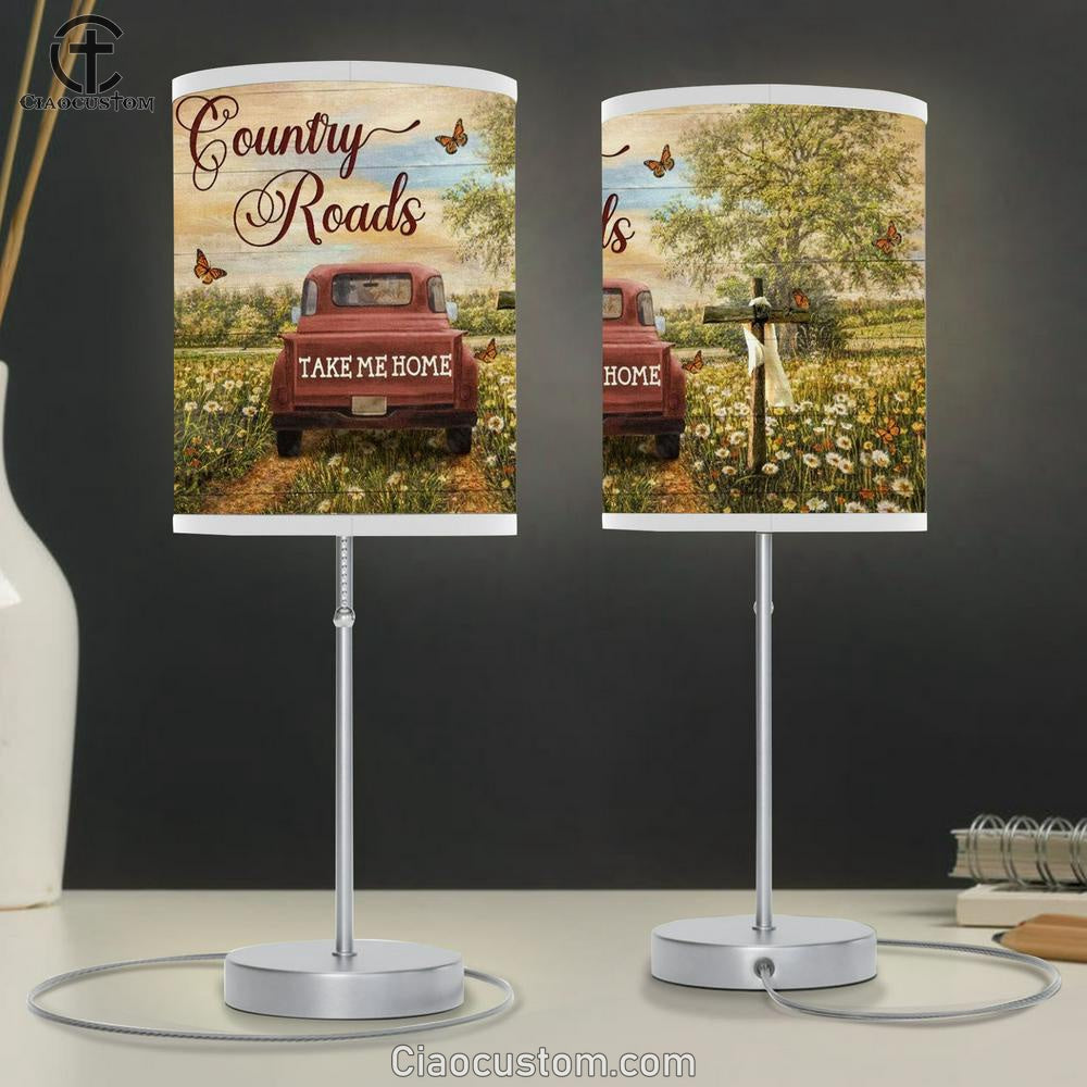 Beautiful Countryside, Dandelion Field, Ladybug Car, Country Roads Take Me Home Table Lamp