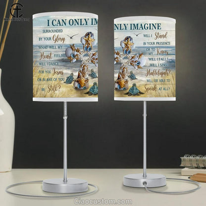 Beautiful Cross, Sea Turtle, Seagull, Beach Painting, I Can Only Imagine Table Lamp