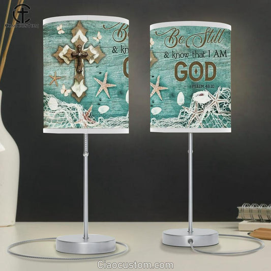 Beautiful Cross, Summer Painting, Starfish, Be Still And Know That I Am God Table Lamp