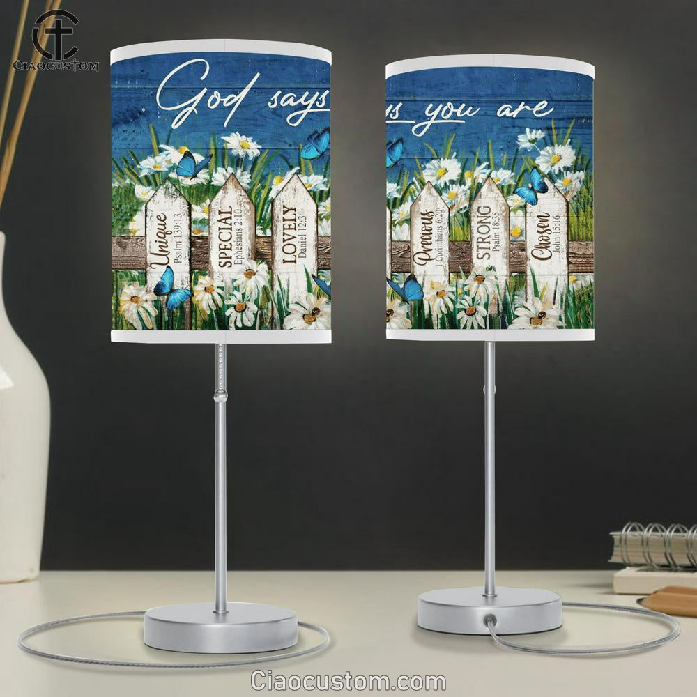 Beautiful Daisy Garden - God Says You Are - Jesus Landscape Table Lamp