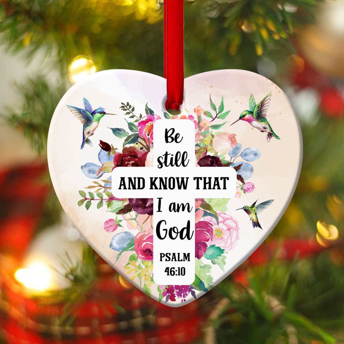 Beautiful Flower Ceramic Heart Ornament - Believe In God - Ornaments Hanging Gift - Nativity Ornaments