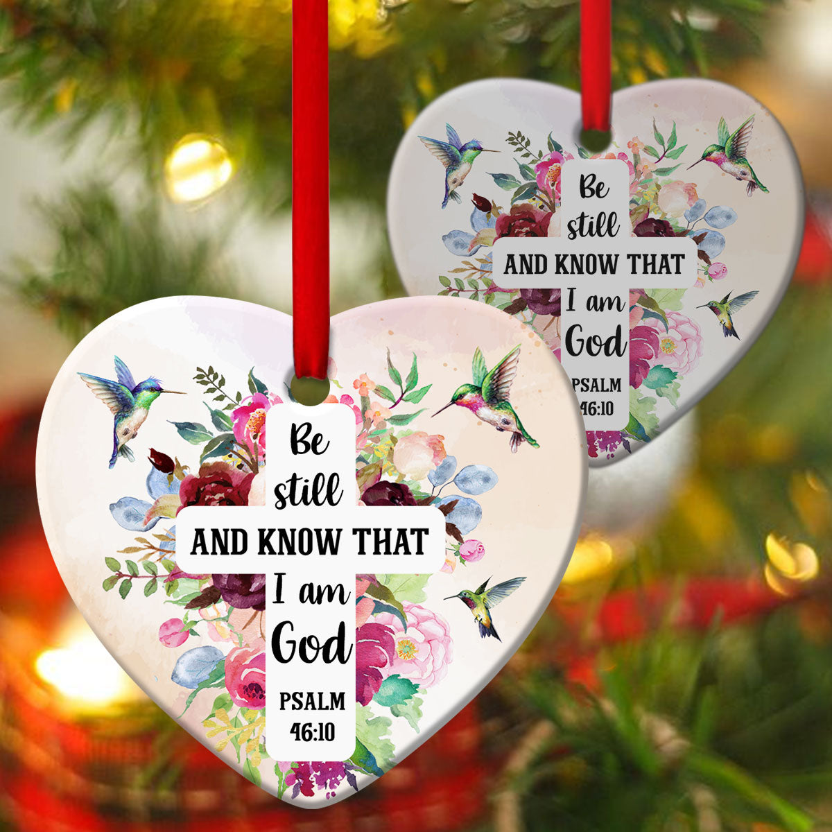 Beautiful Flower Ceramic Heart Ornament - Believe In God - Ornaments Hanging Gift - Nativity Ornaments