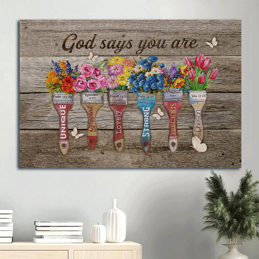 Beautiful Flower Colorful Paintbrush Butterfly Canvas God Says You Are Canvas Wall Art - Christian Wall Decor