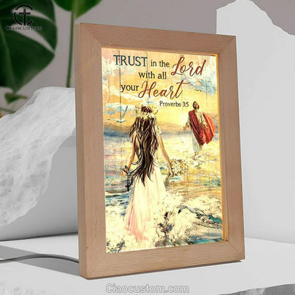 Beautiful Girl, Flower Crown, Ocean Waves, Trust In The Lord Frame Lamp