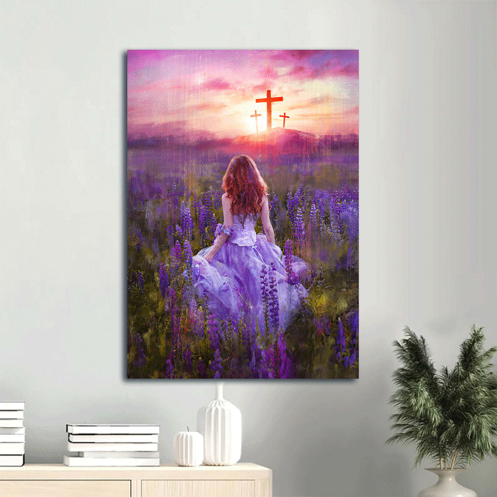 Beautiful Girl In The Lavender Field Canvas Wall Art