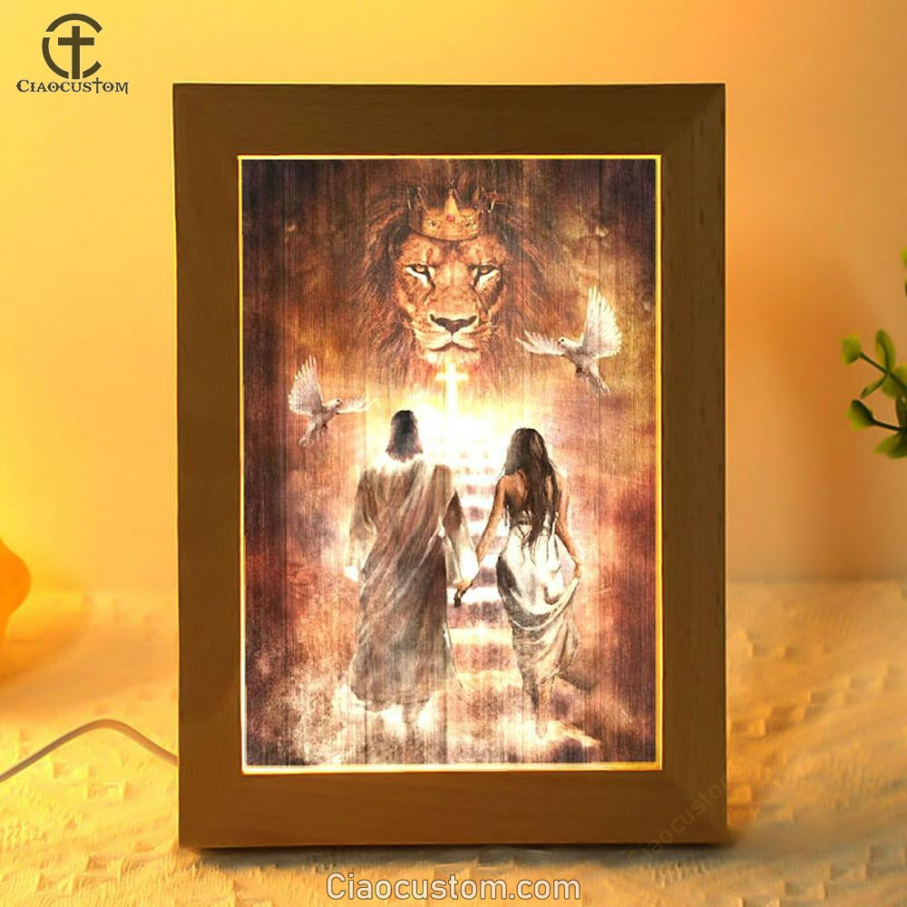 Beautiful Girl Walking With Jesus Frame Lamp