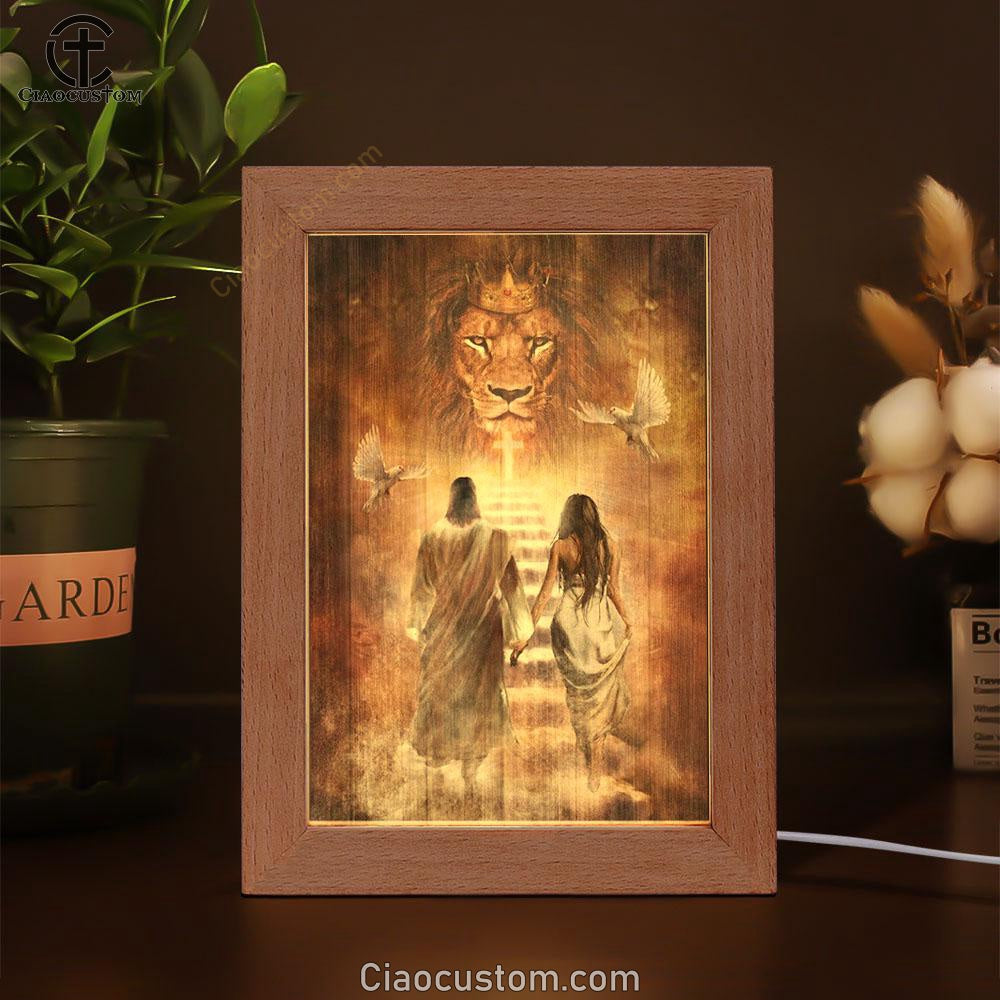 Beautiful Girl Walking With Jesus Frame Lamp