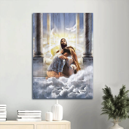 Beautiful Heaven Jesus Painting Holy Spirit Dove Inspirational Art Welcome Home Canvas Wall Art - Christian Wall Decor