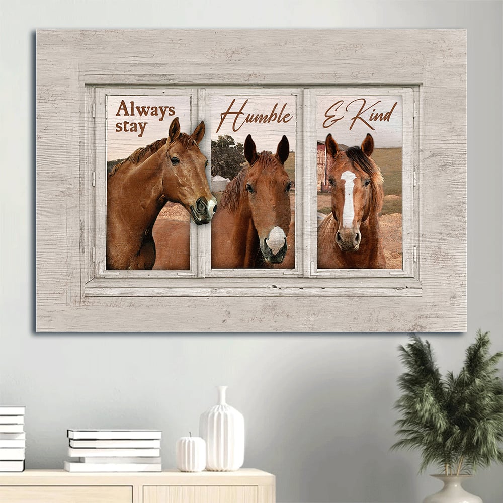 Beautiful Horse Horse Painting White Frame Canvas Always Stay Humble And Kind Canvas Wall Art - Christian Wall Decor
