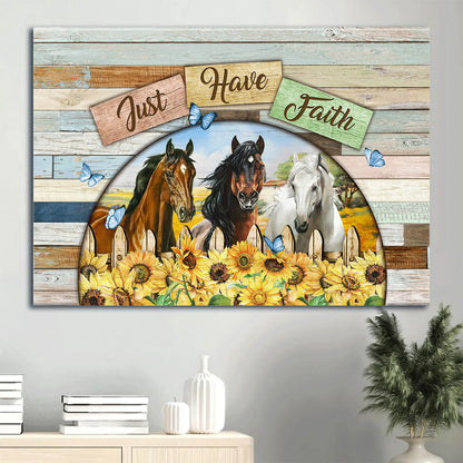 Beautiful Horses Half Circle Mirror Sunflower Garden Canvas Just Have Faith Canvas Wall Art - Christian Wall Decor