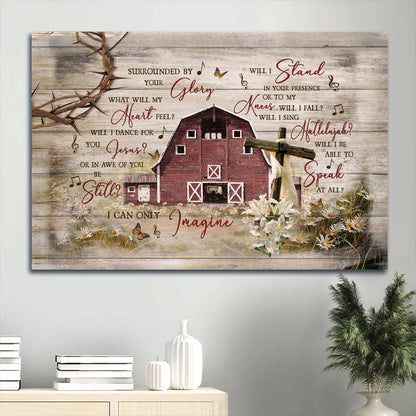 Beautiful House Flower Field Cross Symbol Canvas I Can Only Imagine Canvas Wall Art - Christian Wall Decor