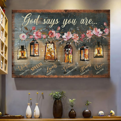 Beautiful Lamps Begonia Flower Canvas God Says You Are Canvas Wall Art - Christian Wall Decor