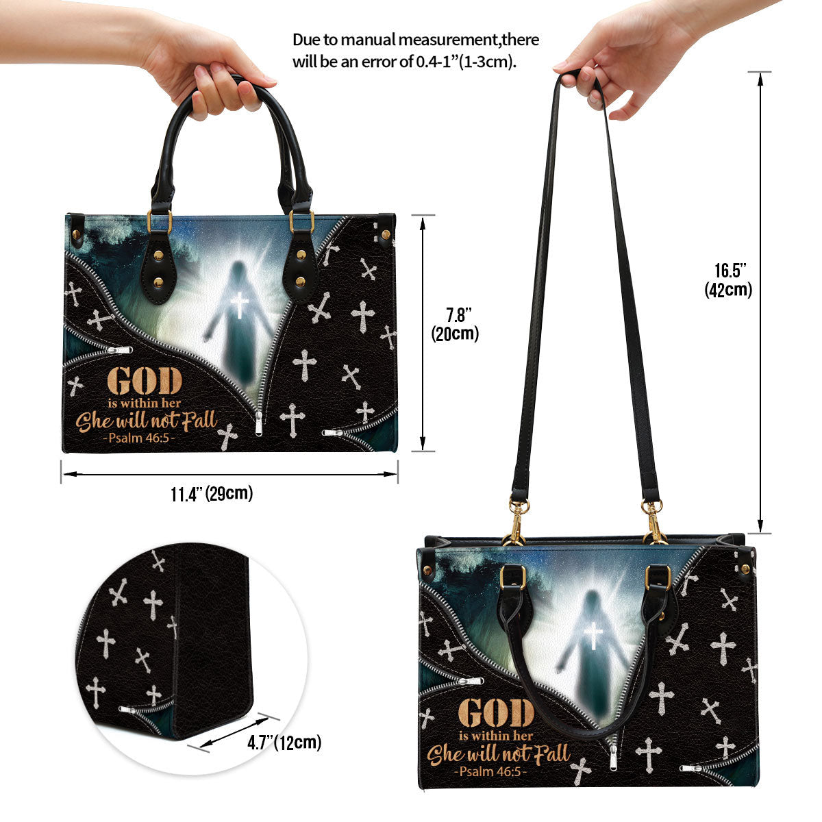 Beautiful Leather Bag - God Is Within Her She Will Not Fall - Christian Pu Leather Bags For Women