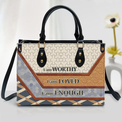 Beautiful Leather Bag - I Am Worthy I Am Loved - Christian Pu Leather Bags For Women