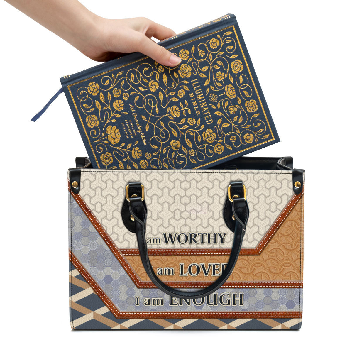 Beautiful Leather Bag - I Am Worthy I Am Loved - Christian Pu Leather Bags For Women