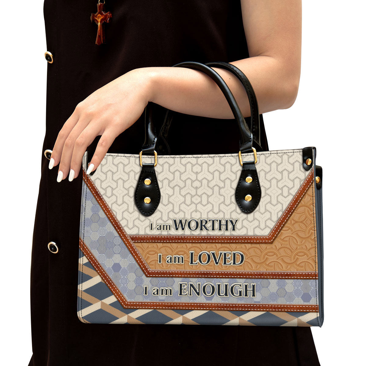 Beautiful Leather Bag - I Am Worthy I Am Loved - Christian Pu Leather Bags For Women