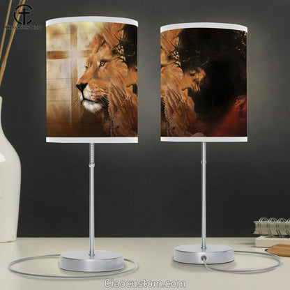 Beautiful Lion, Jesus, Pray For Healing Table Lamp