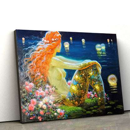 Beautiful Mermaid Mermaid Painting Canvas Wall Art - Canvas Wall Decor - Home Decor Living Room