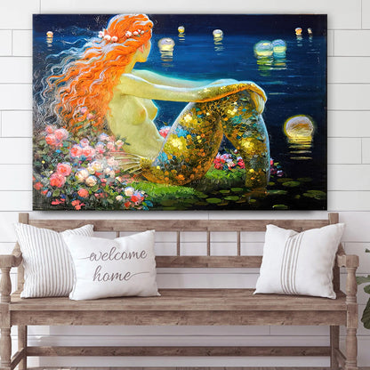Beautiful Mermaid Mermaid Painting Canvas Wall Art - Canvas Wall Decor - Home Decor Living Room