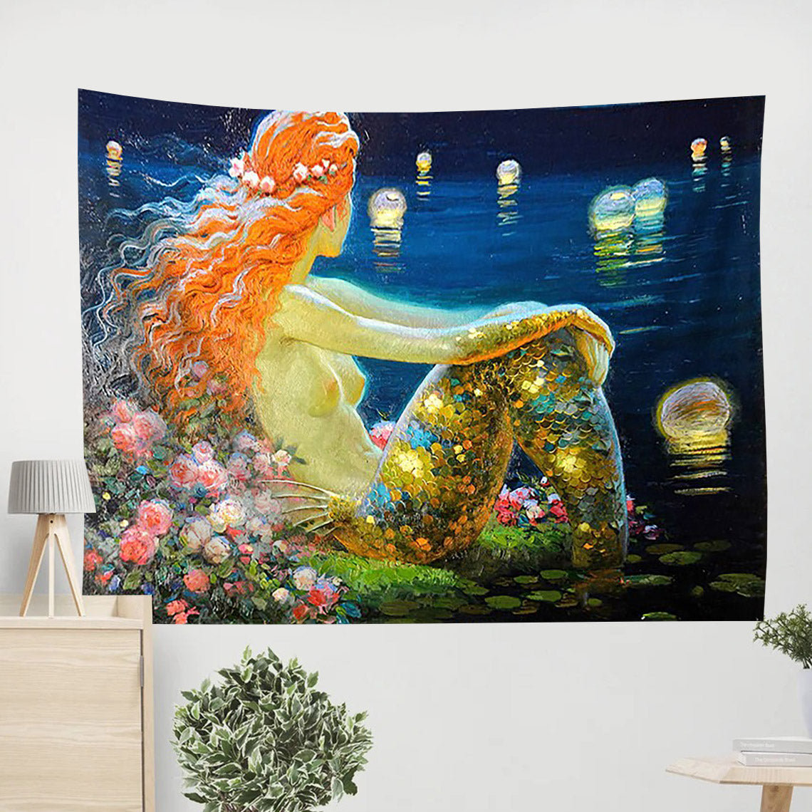 Beautiful Mermaid Mermaid Painting Tapestry - Tapestry Wall Decor - Home Decor Living Room