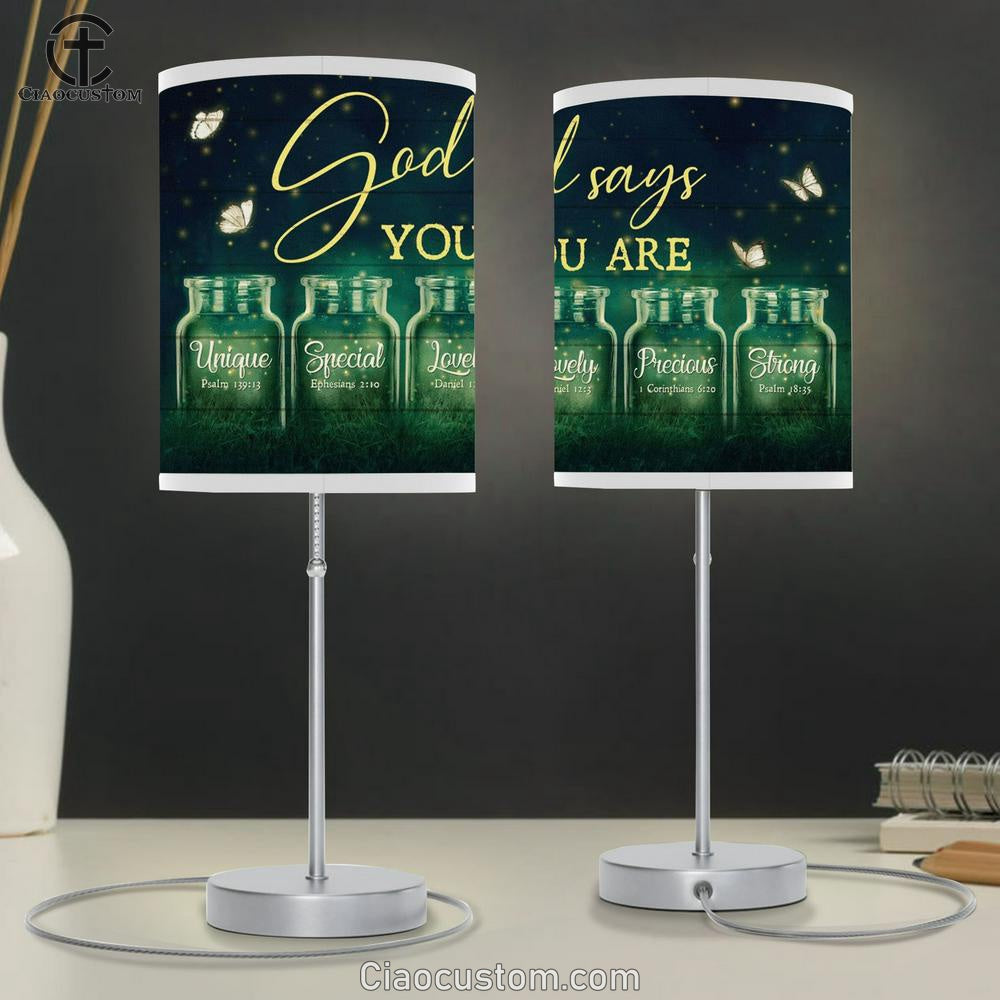 Beautiful Night Firefly Drawing Pretty Butterfly God Says You Are Table Lamp