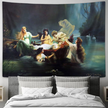 Beautiful Nymphes Oil Painting Tapestry - Tapestry Wall Decor - Home Decor Living Room