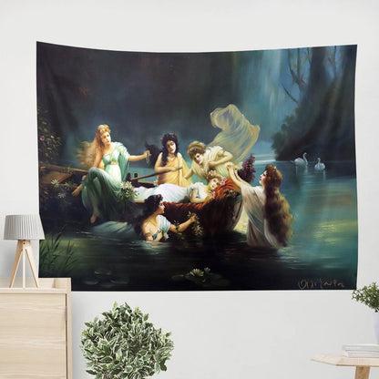 Beautiful Nymphes Oil Painting Tapestry - Tapestry Wall Decor - Home Decor Living Room
