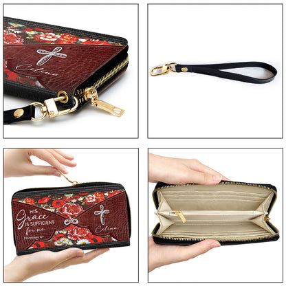 Beautiful Personalized Cross Clutch Purse - His Grace Is Sufficient For Me Clutch Purse - Women Clutch Purse