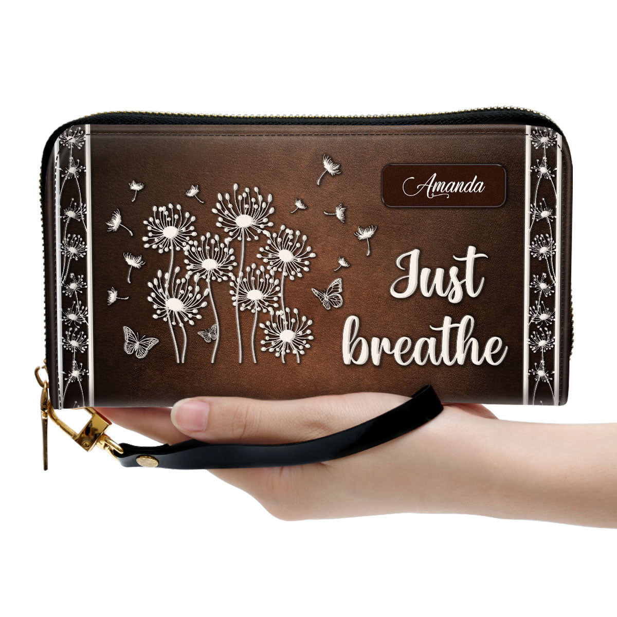 Beautiful Personalized Dandelion Clutch Purse - Just Breathe Clutch Purse - Women Clutch Purse