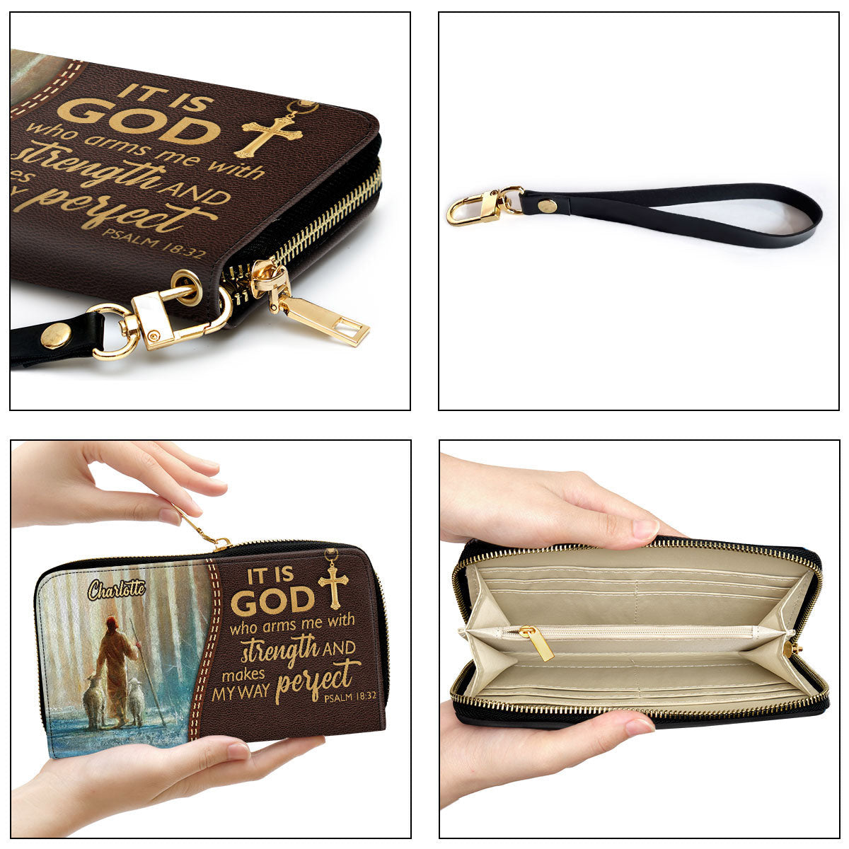 Beautiful Personalized Lamb Clutch Purse - It Is God Who Makes My Way Perfect Clutch Purse - Women Clutch Purse