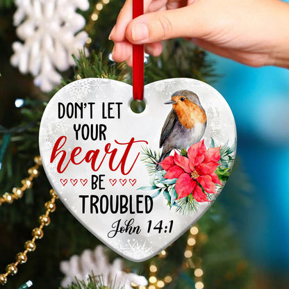 Beautiful Robin Redbreast Ceramic Heart Ornament - Christmas Decor - Funny Ornament