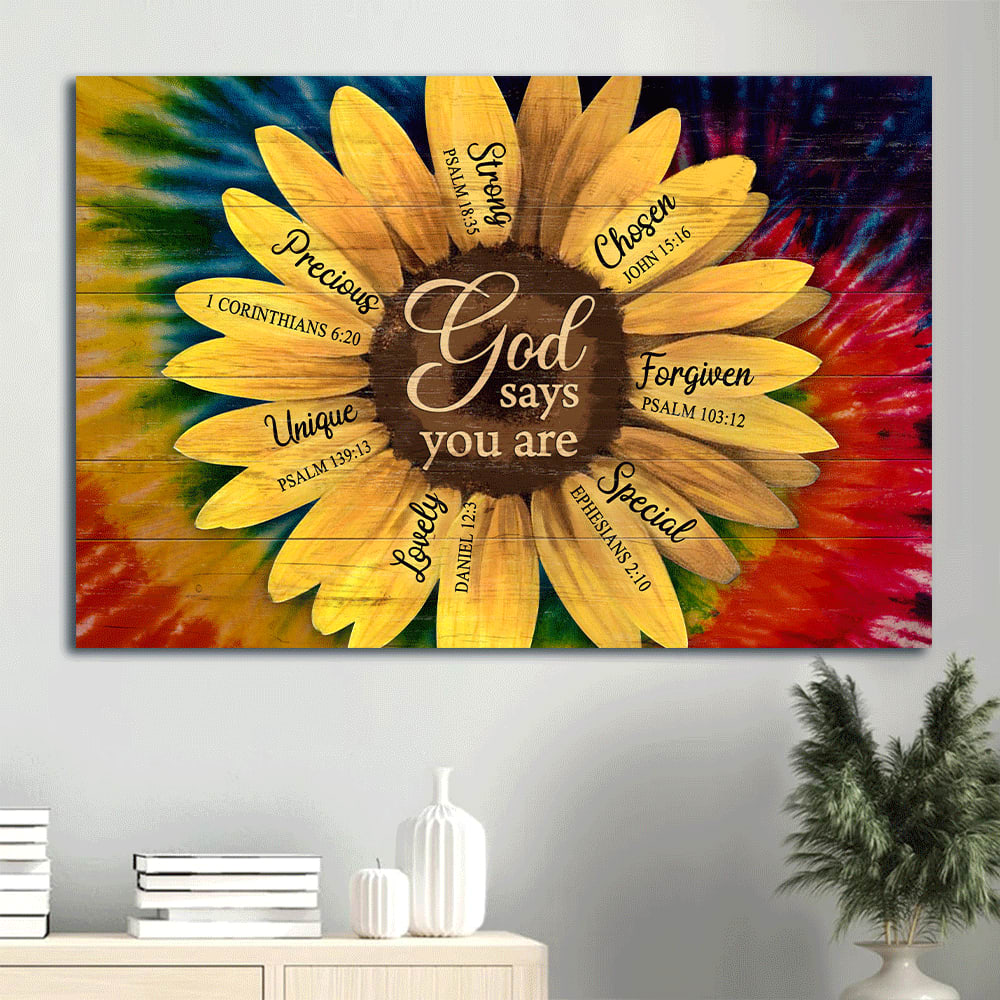 Beautiful Sunflower God Says You Are Canvas Wall Art - Christian Wall Decor