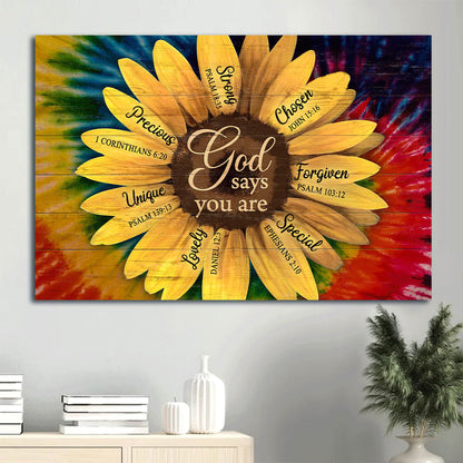 Beautiful Sunflower God Says You Are Canvas Wall Art - Christian Wall Decor