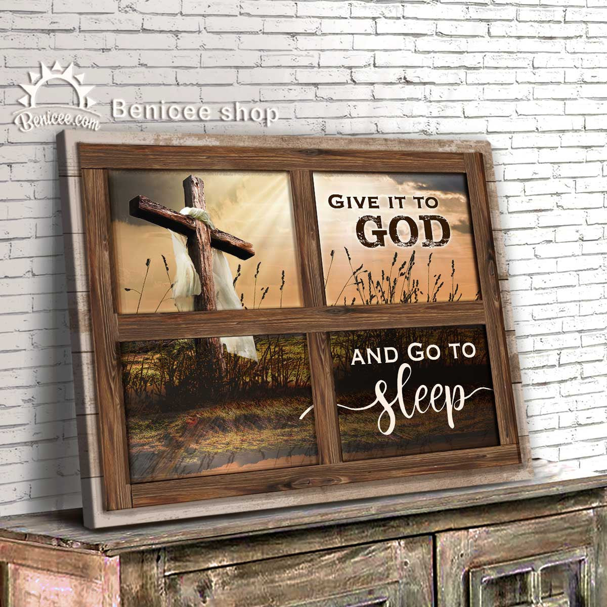 Bedroom Decor  Canvas Give It To God And Go To Sleep Rugged Cross - Canvas Decor Ideas