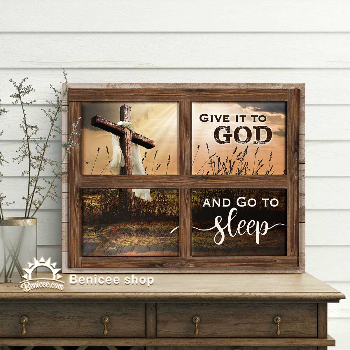 Bedroom Decor  Canvas Give It To God And Go To Sleep Rugged Cross - Canvas Decor Ideas