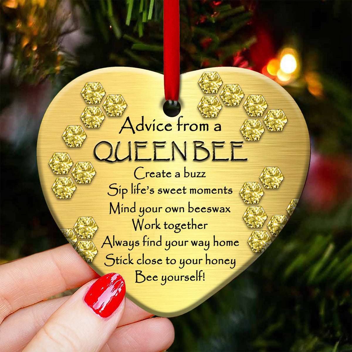Bee Advice Heart Ornament - Christmas Ornament - Ciaocustom