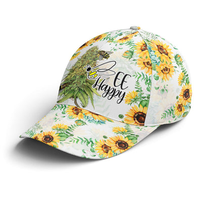 Bee happy Sunflower Pattern Baseball Cap