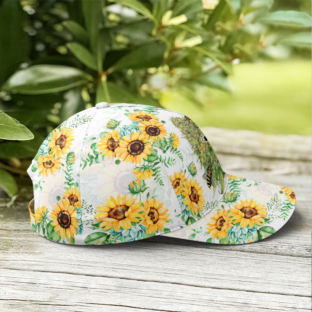 Bee happy Sunflower Pattern Baseball Cap