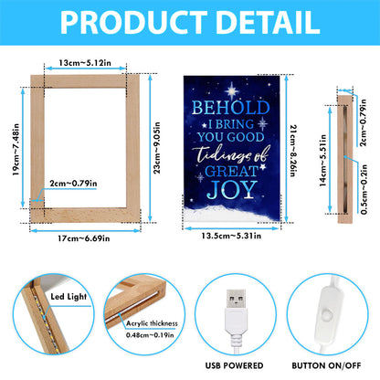 Behold I Bring You Good Tidings Of Great Joy Christmas Frame Lamp Prints - Bible Verse Wooden Lamp - Scripture Night Light