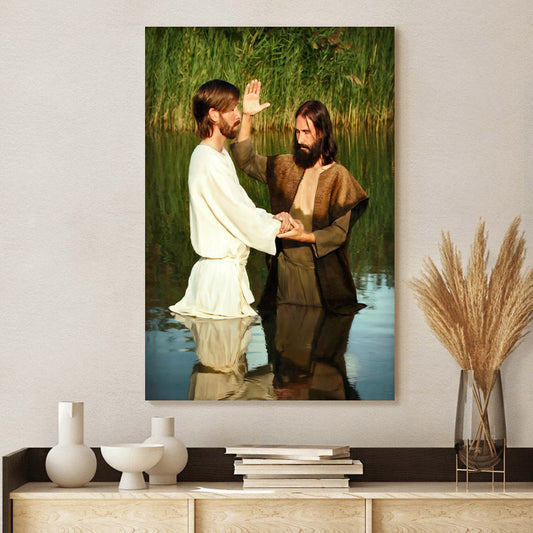 Behold The Lamb Of God Batism Canvas Wall Art - Christan Wall Decor