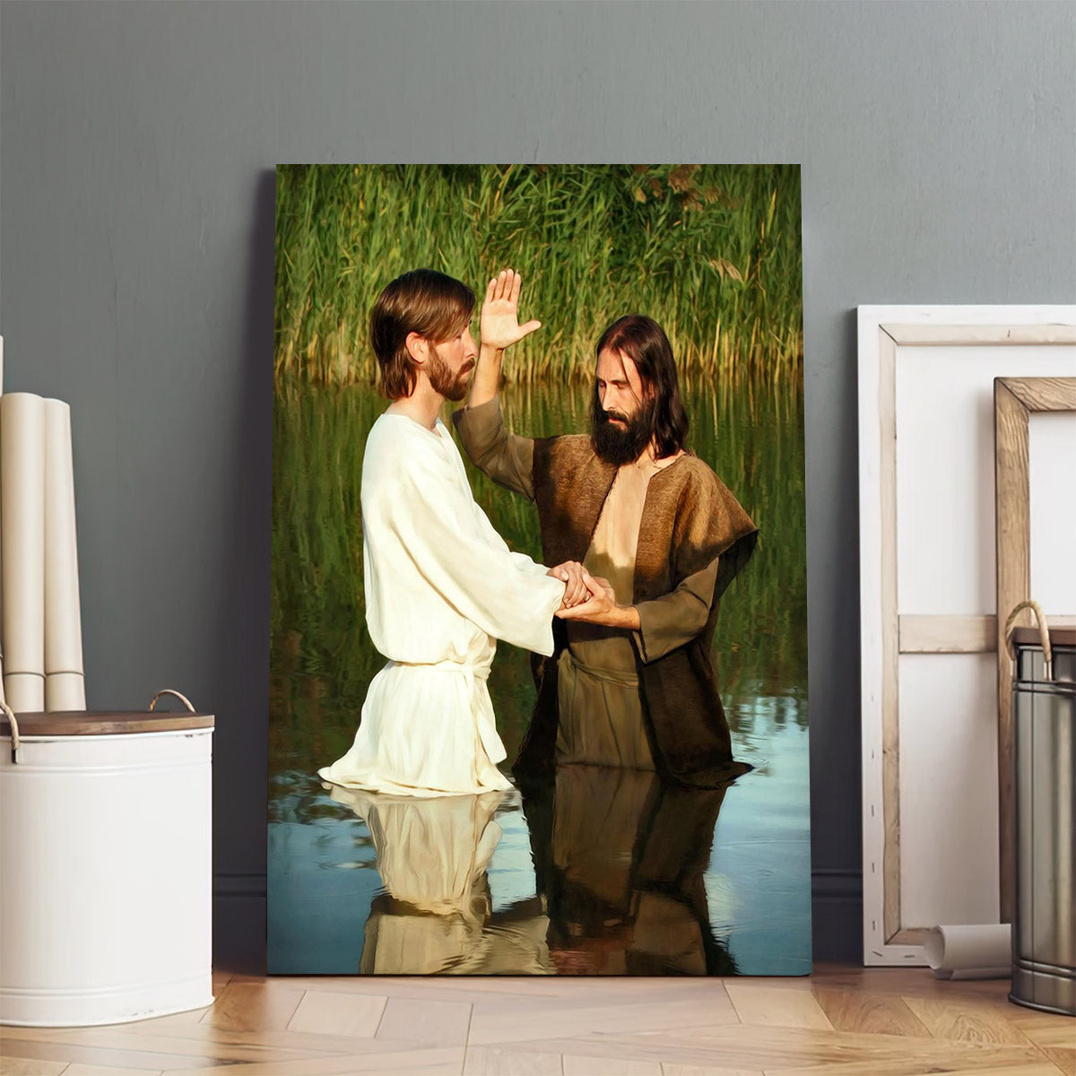 Behold The Lamb Of God Batism Canvas Wall Art - Christan Wall Decor