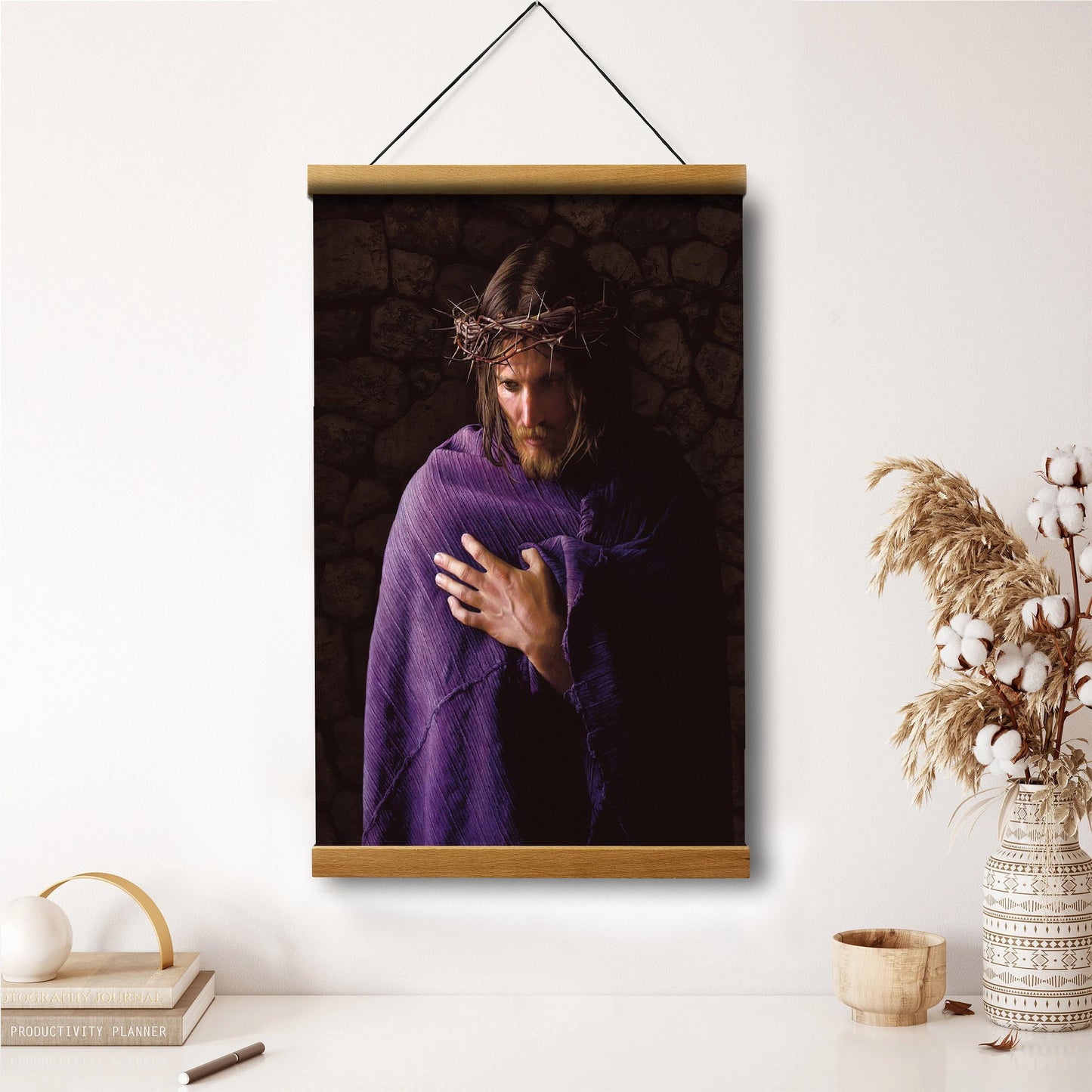 Behold The Man Hanging Canvas Wall Art - Jesus Picture - Jesus Portrait Canvas - Religious Canvas