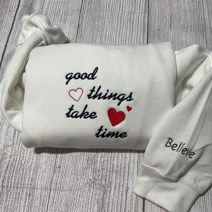 Believe Embroidered Sweatshirt, Women's Embroidered Sweatshirts