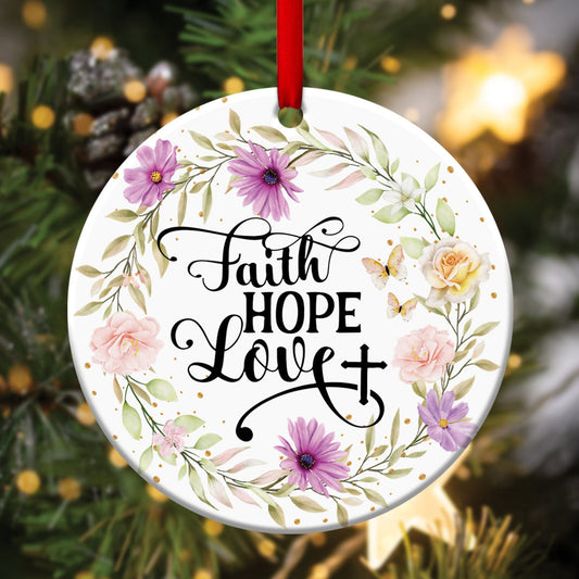 Believe In God - Beautiful Ceramic Circle Ornament - Christmas Decor - Nativity Ornaments