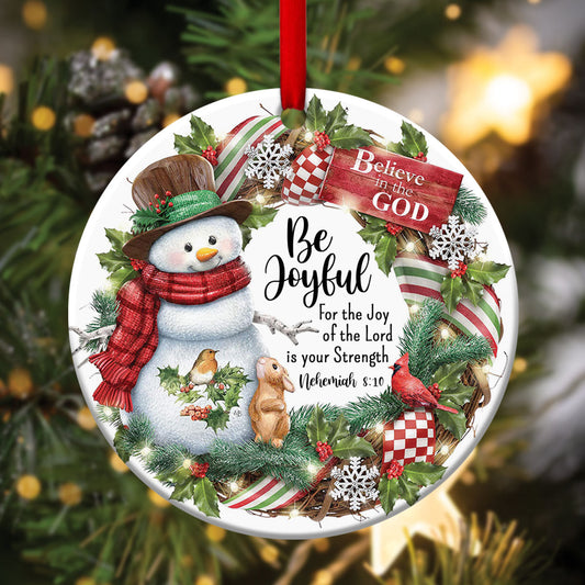 Believe In God - Beautiful Christian Ceramic Circle Ornament - Christmas Decor - Nativity Ornaments
