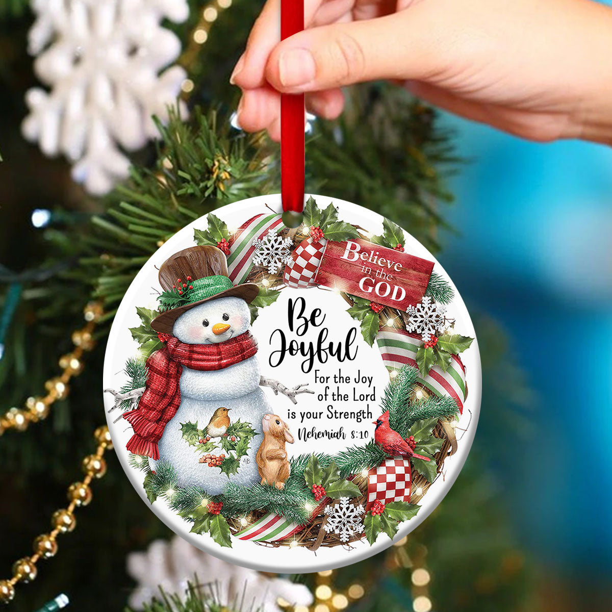 Believe In God - Beautiful Christian Ceramic Circle Ornament - Christmas Decor - Nativity Ornaments