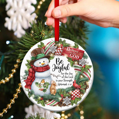 Believe In God - Beautiful Christian Ceramic Circle Ornament - Christmas Decor - Nativity Ornaments